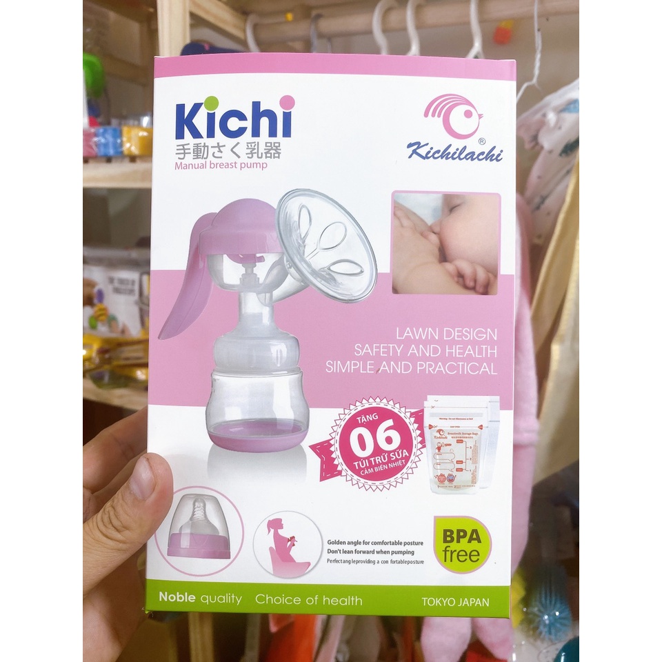 Máy hút sữa bằng tay kichilachi tặng kèm 6 túi trữ sữa ( chính hãng )