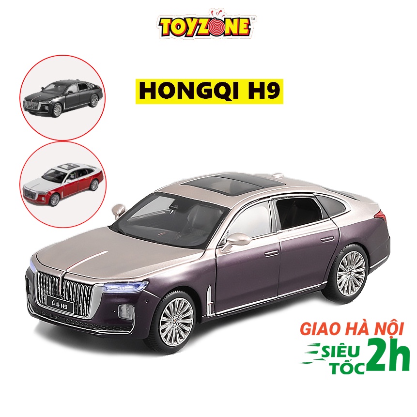 Xe mô hình ô tô HONGQI H9 tỷ lệ 1:32 khung hợp kim mở full cửa capo cốp sau có đèn âm thanh cót chạy đà