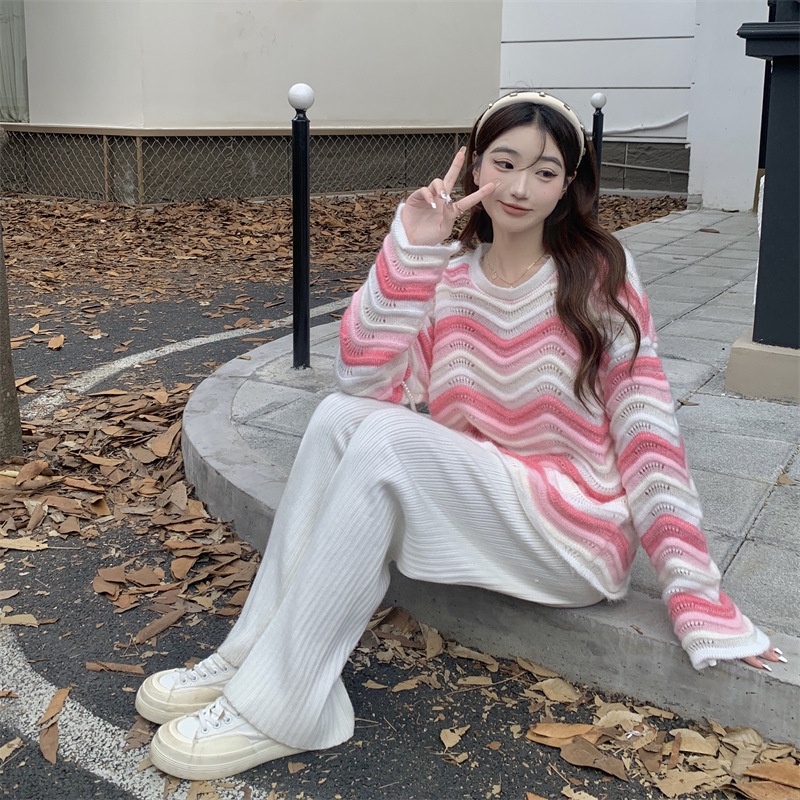 Áo sweater Dệt Kim Tay Dài Dáng Rộng Họa Tiết Xương Cá Thời Trang Thu Đông Hàng Mới 2022