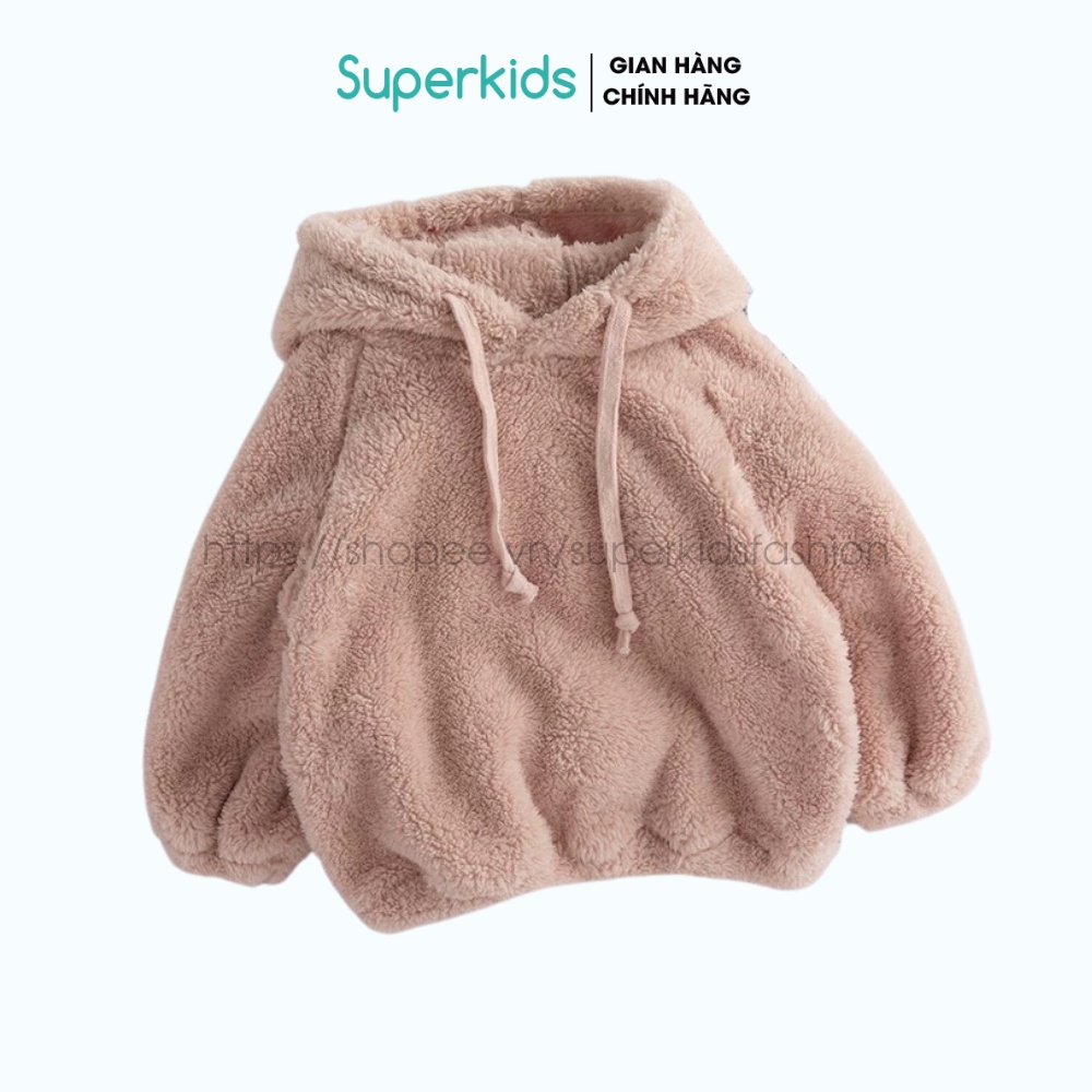 Áo nỉ hoodie lông tai Gấu cho bé 8-18kg QATE751