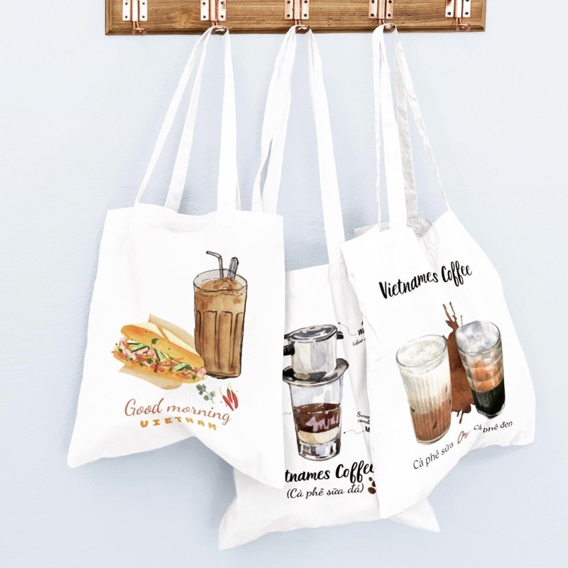 Túi tote in theo yêu cầu hình cà phê
