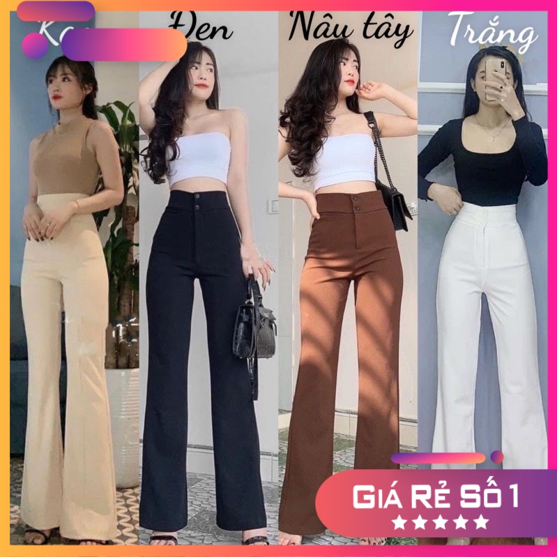 Quần Cạp Cao Ống Loe Cao Cấp 2 Cúc COL101 - Gia Hân Fashion