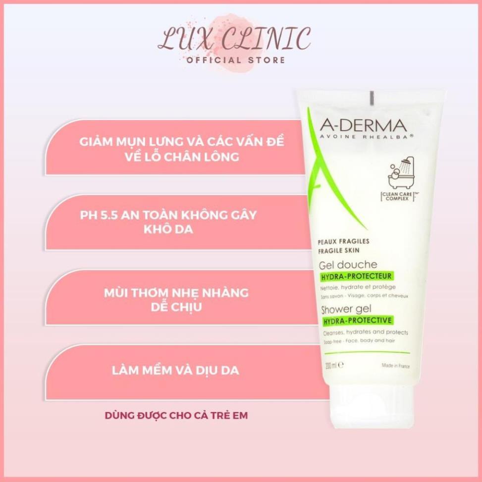 Gel tắm gội cho da nhạy cảm A-Derma Hydra-Protective Decyl Glucoside 200ml