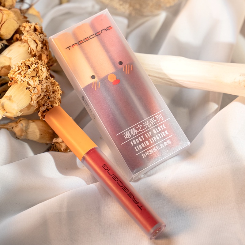 Son kem lì Treeceng siêu xinh mềm - mịn mượt - lâu trôi - an toàn fluffy lip glaze set 3 cây - set a & b - hàng auth