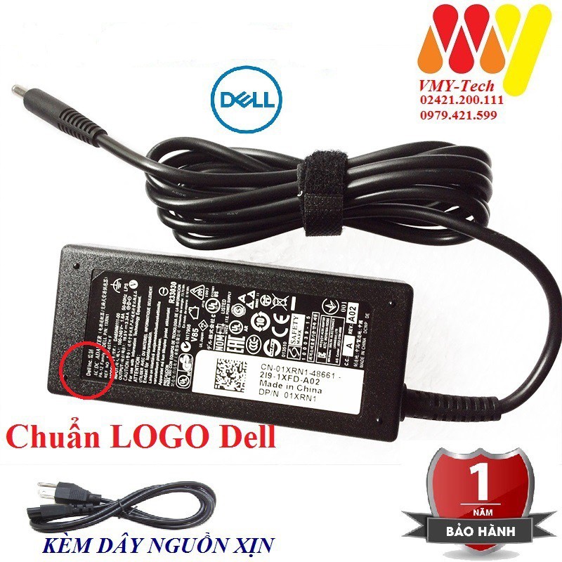 Sạc Laptop Dell chân kim nhỏ ZIN 19.5V – 3.34A Adapter Dell 5568 3558 3458 3559