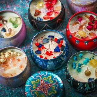 Nến thơm hộp thiếc hoa văn cao cấp