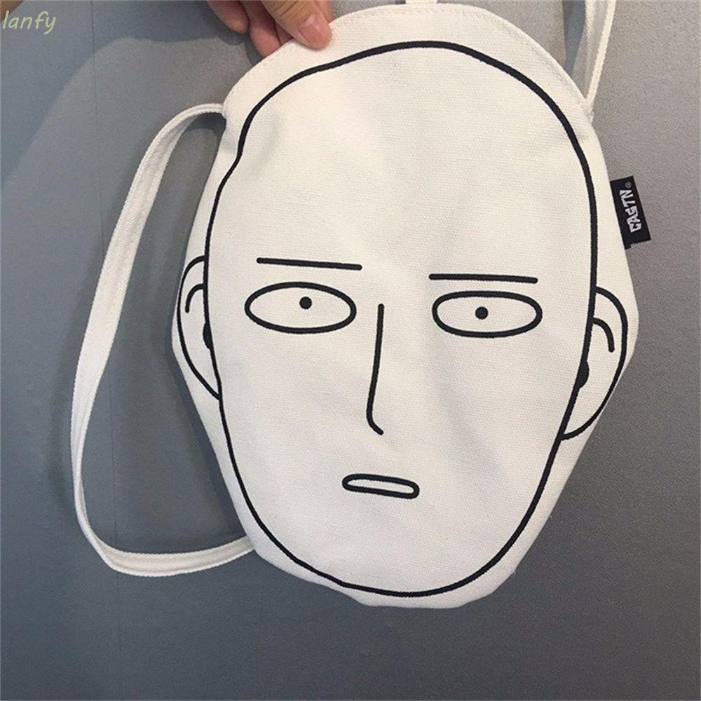 Lanfy Túi Xách Vải Canvas Gấp Gọn Tái Sử Dụng Được In Hoạt Hình One Punch Man Cho Nam Và Nữ Đi Học/ Du Lịch
