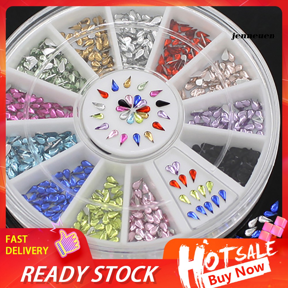 [Hàng mới về] Hộp phụ kiện trang trí móng tay nghệ thuật hình giọt nước nhiều màu sắc độc đáo