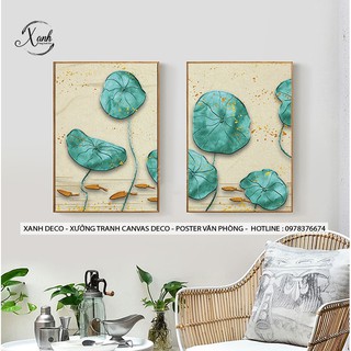 tranh canvas sen hiện đại trang trí nội thất 50x70 cm