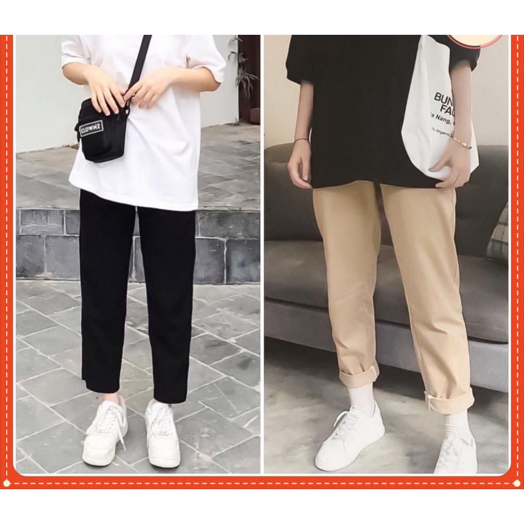 Quần xuông kaki RUBY HOUSE86, vải kaki, ống xuông 3 màu Đen Vàng Sữa, mặc đi học, đi chơi, hot hit