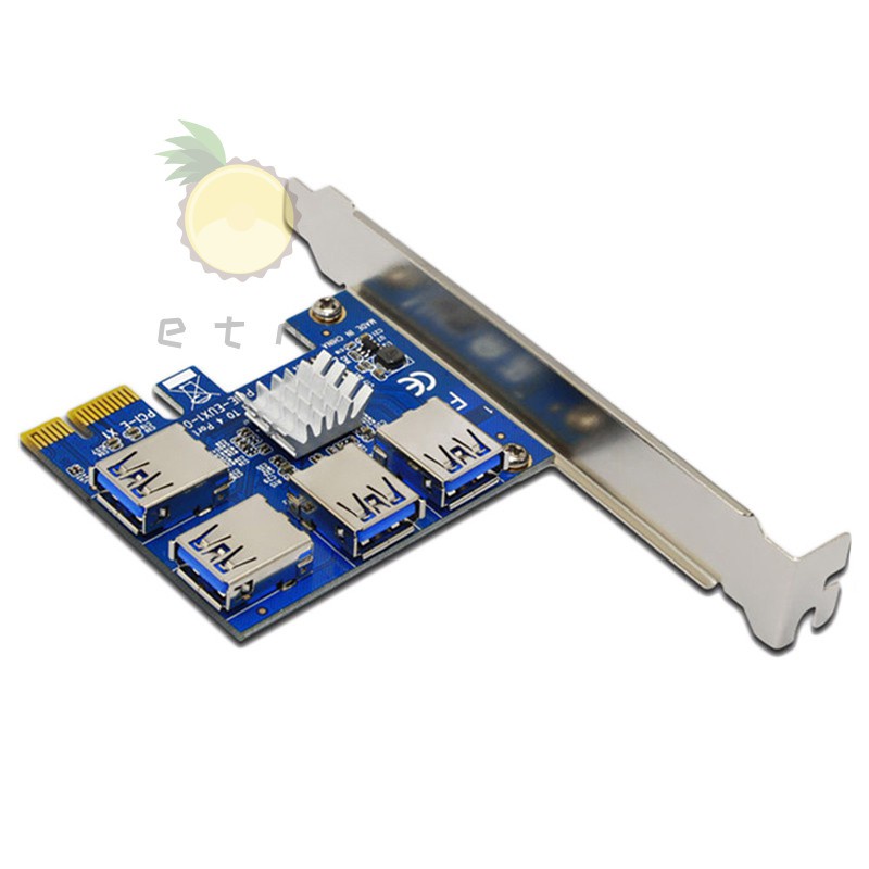 New PCI Expansion Card 1 to 4 PCI Slots USB 3.0 Converter Adatper PCIE Riser Cards For Bitcoin Mining Device