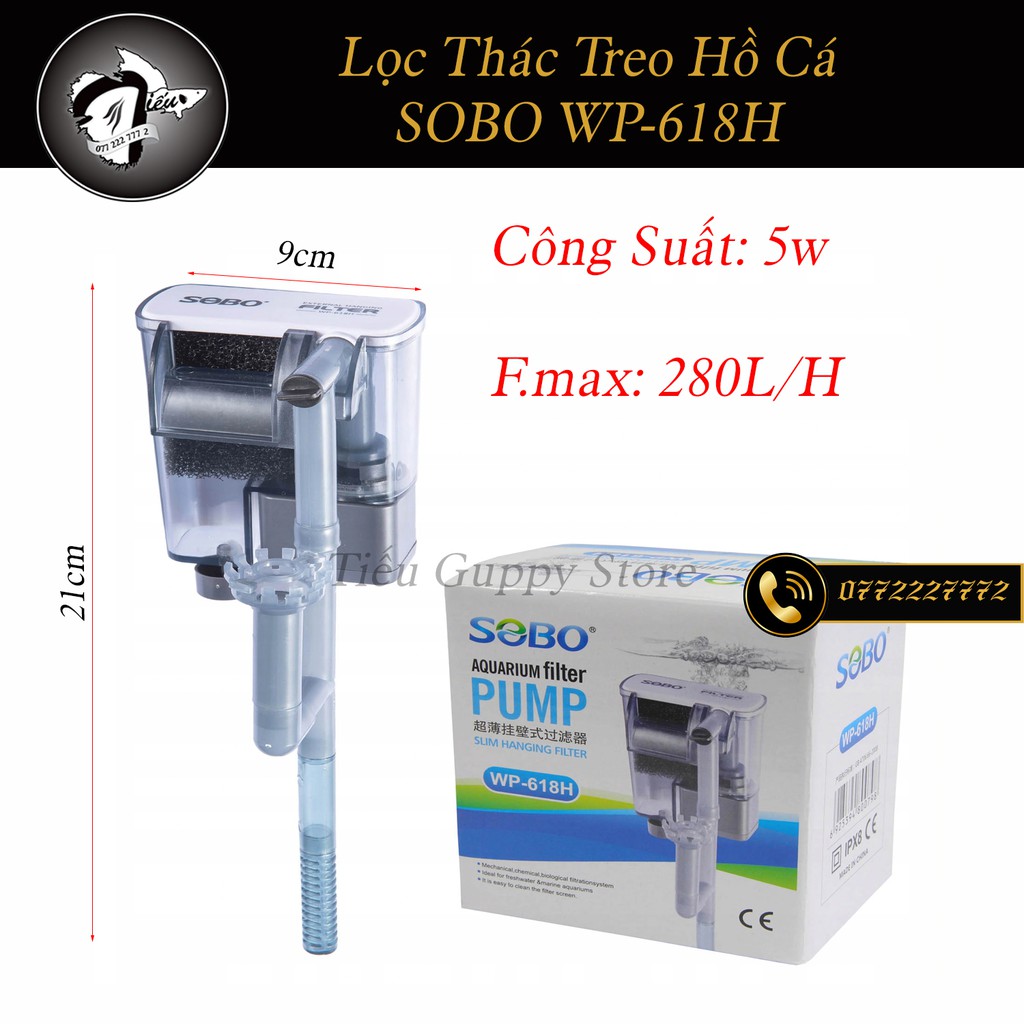 Lọc Thác Treo Thành Hồ Cá chuyên dụng SOBO WP 618H, WP 628H, WP 638H