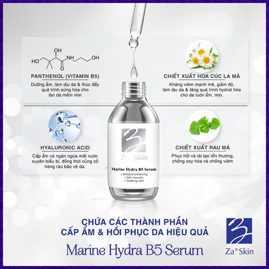 Serum B5 ZaSkin Marine Hydra - Dưỡng Ẩm Phục Hồi Trẻ Hoá Da, Tạo Cảm Giác Mát Dịu Không Bết Dính