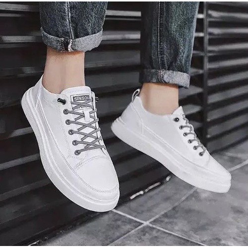 Giày Sneaker Nam thể thao màu trắng cổ cao cho học sinh phong cách Hàn Quốc TAKUTA mã TMT