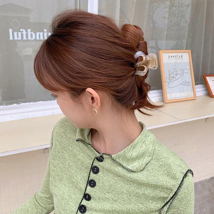 Kẹp Tóc Đuôi Ngựa Cố Định Tóc Đuôi Ngựa Khoét Lỗ Trái Tim Màu Thạch Đáng Yêu Thời Trang Hàn Quốc