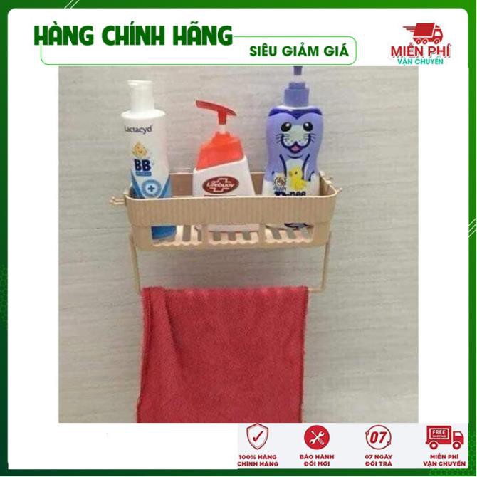 Kệ chữ nhật hút chân không treo đồ nhà tắm có giá treo khăn tiện dụng - Gia Dụng Thông Minh