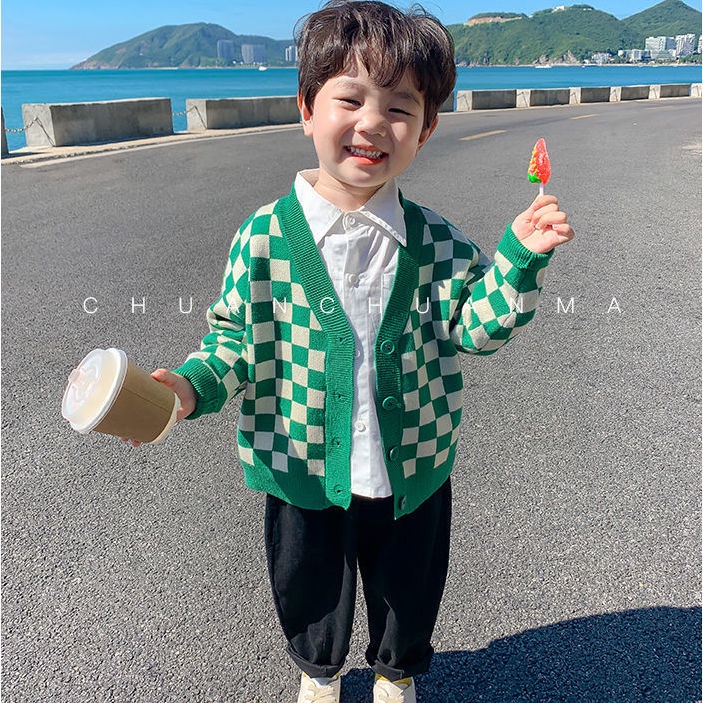 [Babycat Hàng Có Sẵn Bán Chạy Áo Khoác Cardigan Dệt Kim Phong Cách Nhật Bản Hàn Quốc Mùa Xuân Thu Xuân Thu Mỏng Cỡ Nhỏ Cho Bé Trai