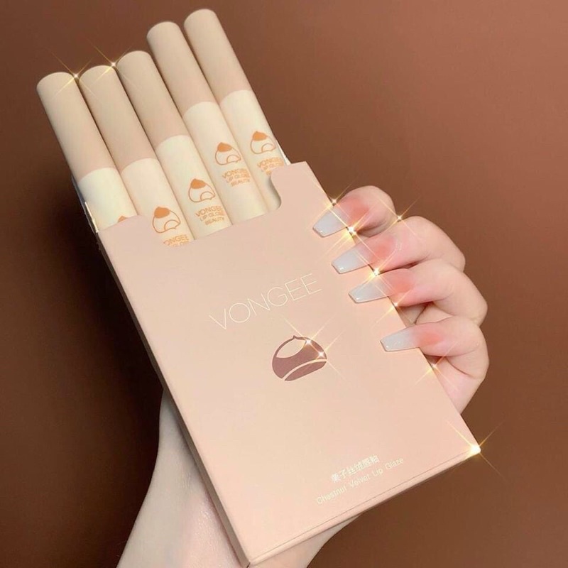 Set 5 cây son vongee hạt dẻ siêu lì không trôi