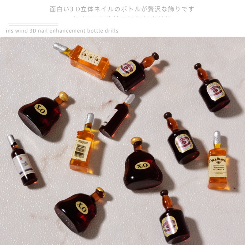 Nhãn Dán Trang Trí Móng Nghệ Thuật Mini Hình Chai Rượu Đính Kim Cương Lấp Lánh DIY