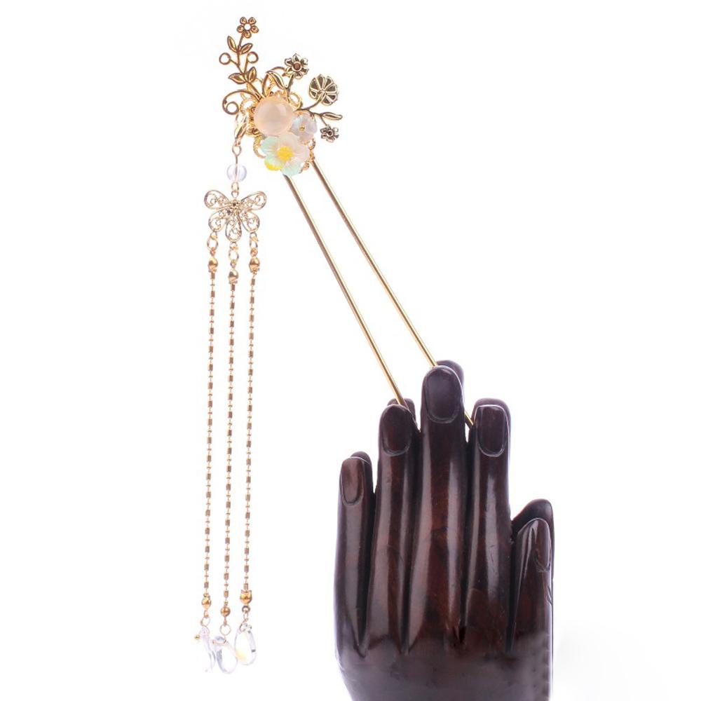 Trâm Cài Tóc Cô Dâu Đính Hoa Và Bướm Tua Rua Phong Cách Trung Hoa|Phụ Kiện Cài Tóc Khi Mặc Hán Phục Xinh Xắn