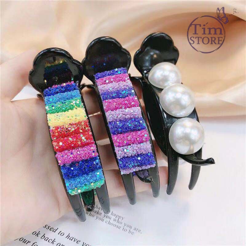 Kẹp càng cua galaxy cầu vồng và ngọc trai nhân tạo TIMSTORE phụ kiện thời trang hàn quốc