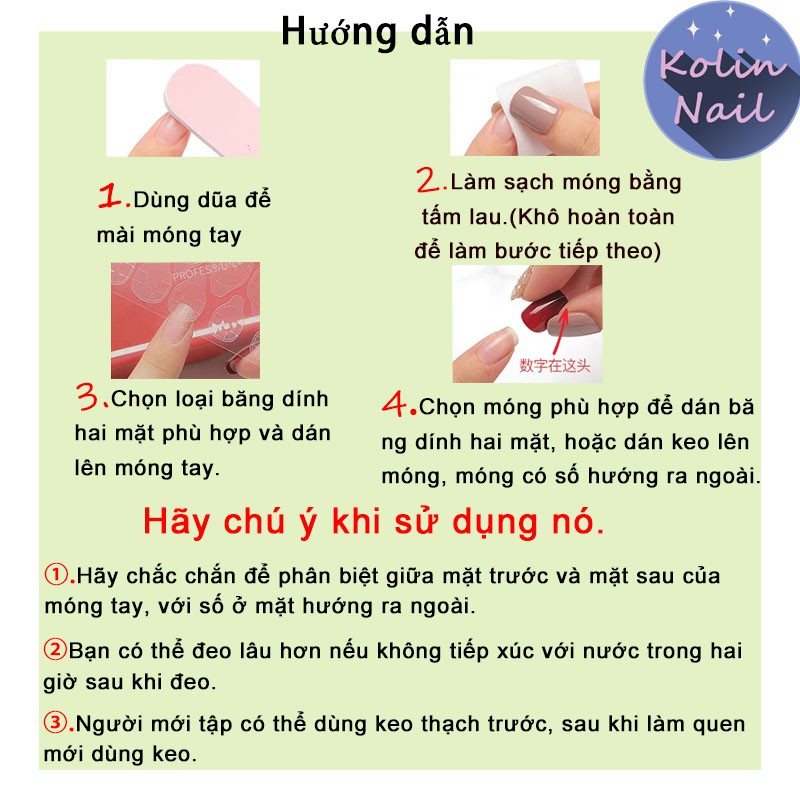 Bộ 24 móng tay giả nghệ thuật Kolin bướm vàng kèm keo