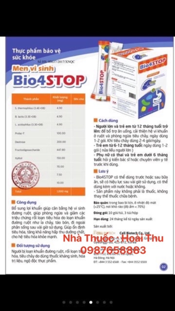 [ Kèm Quà Tặng] Men vi sinh Bio4Stop ( dạng bột) / Hộp 30 gói