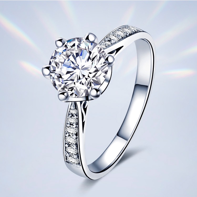 Nhẫn Đeo Tay Kim Cương Nhân Tạo Aifei Moissanite 1 Karat Six-JH01 Cho Nữ