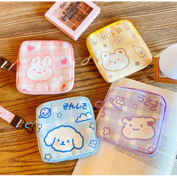 Túi ví đựng mỹ phẩm băng vệ sinh đáng yêu phong cách Hàn Quốc