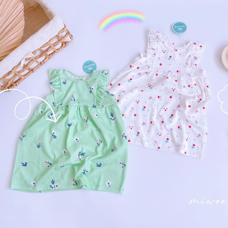 Váy cánh tiên bé gái Miwoo chất liệu cotton cao cấp, mềm mịn, thấm hút mồ hôi cho bé đi học đi chơi Mẹ Bắp Shop 8-18kg