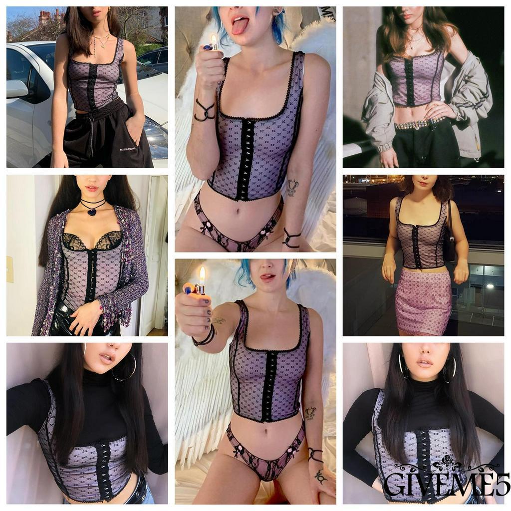 Áo Lửng Hai Dây Phối Ren Phong Cách Quyến Rũ Dành Cho Nữ