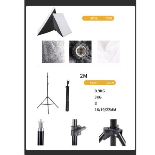 Bộ đèn combo Chân đèn + Softbox 1 đuôi đèn + 1 Led quay phim, livestream, chụp ảnh