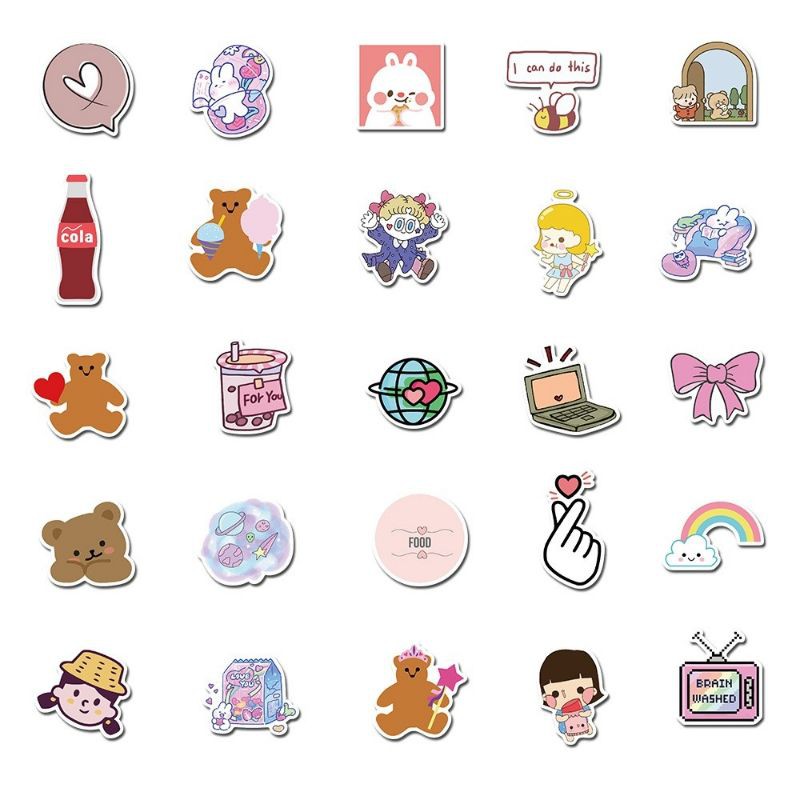 Sticker dán mũ bảo hiểm, hình dán chống nước, sticker dán laptop, điện thoại hình thỏ sét 50 miếng
