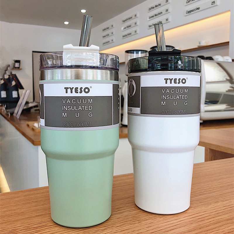 Bình Giữ Nhiệt Dung Tích Lớn Bằng Thép Không Gỉ 890Ml/600ml Kèm Ống Hút