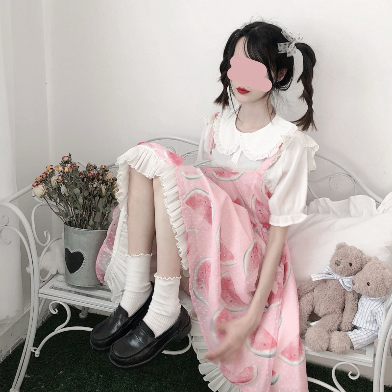 Áo Sơ Mi Trắng Tay Ngắn Cổ Búp Bê Mềm Mại Phong Cách Lolita Nhật Bản 2020 Cho Nữ