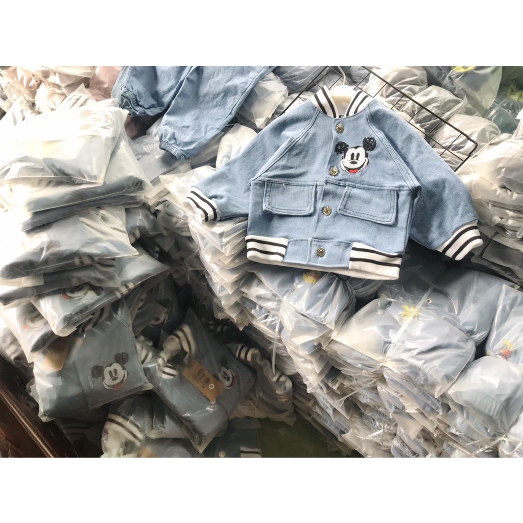 Áo khoác bò bomber chuột Micky cho bé 10-22kg