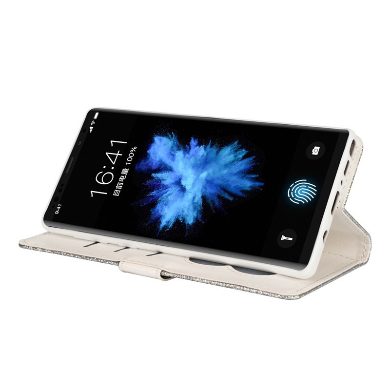 Bao da điện thoại kim tuyến nắp lật có ngăn ví khóa kéo cho Samsung Galaxy Note 9/ Note 8 | BigBuy360 - bigbuy360.vn