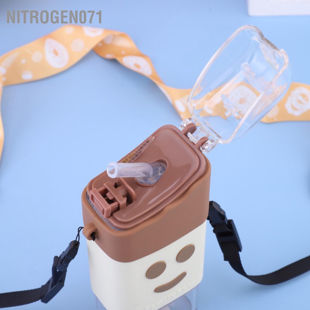 Bình Nước Nhựa Dung Tích Lớn Thiết Kế Hoạt Hình Dễ Thương Kèm Ống Hút Tiện Dụng Cho Học Sinh