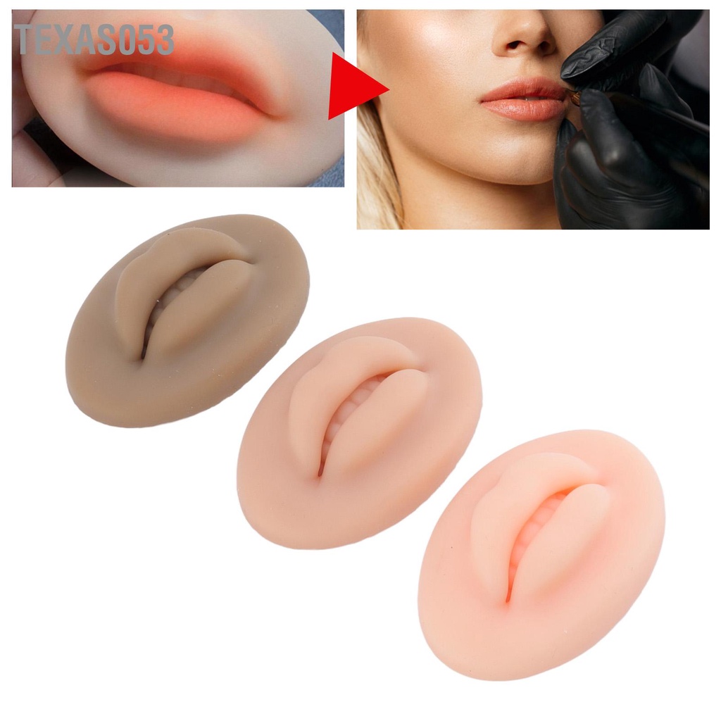 Texas053 3 cái xăm Thực hành Môi Silicone Microblading Da 3D giả Hình Mỹ phẩm Trang điểm Đào tạo
