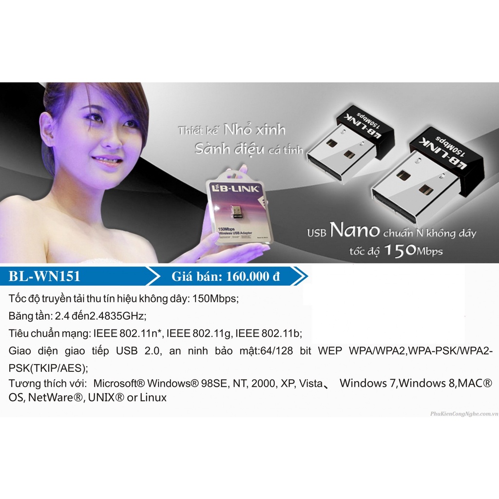 USB Thu WiFi LB-Link LB-WN151 Wireless N150Mbps | WebRaoVat - webraovat.net.vn