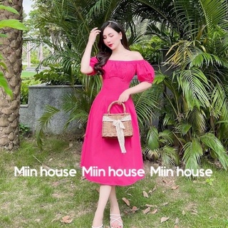 Váy trễ vai chun thô chiết eo