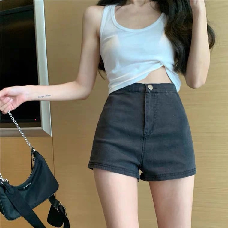 Jiashucheng Quần Short Chữ a Lưng Cao Dáng Ôm Co Giãn Thời Trang Xuân Hè 2023 Mới