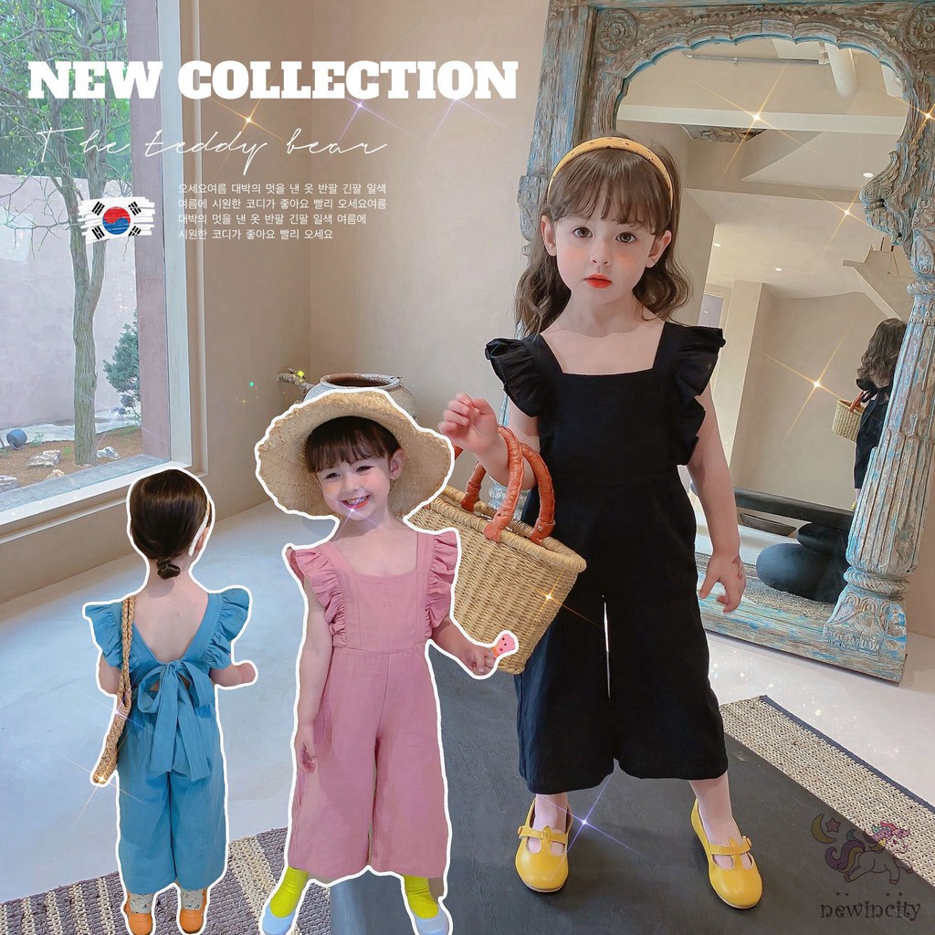 Jumpsuit Sát Nách Hở Lưng Kiểu Hàn Quốc Cho Bé Gái