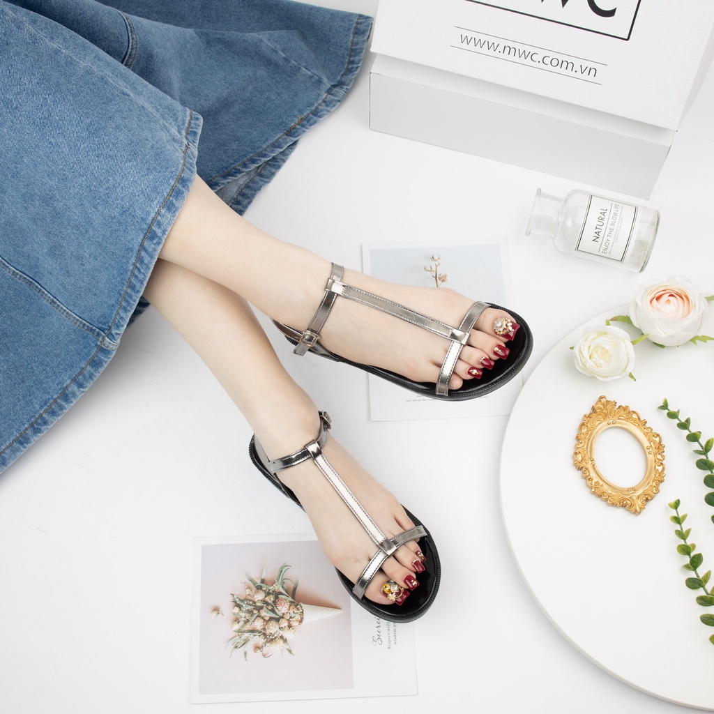 Giày Sandal Nữ MWC Đế Bệt Quai Thiết Kế Chữ T Basic NUSD- 2885