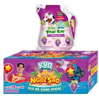 Sữa kun túi vị nho thùng 24 túi 110ml