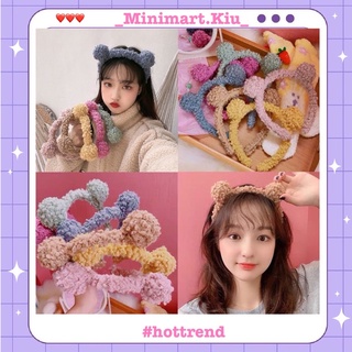 Băng Đô Bờm Tóc Tai Gấu Bằng Lông Cừu Hàn Quốc Dễ Thương