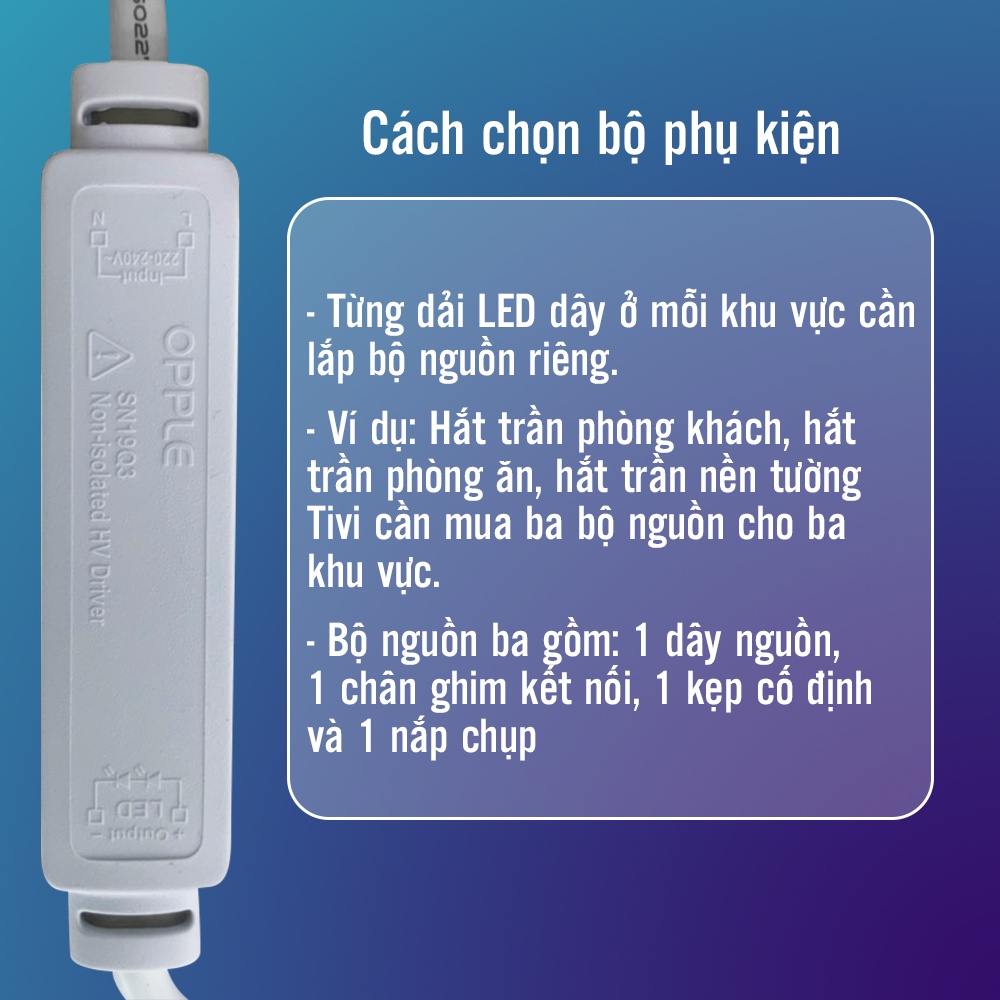 Bộ nguồn LED Dây Đôi 2835 OPPLE Utility FPC HV (Cuộn 50m) - Công suất 6W/9W