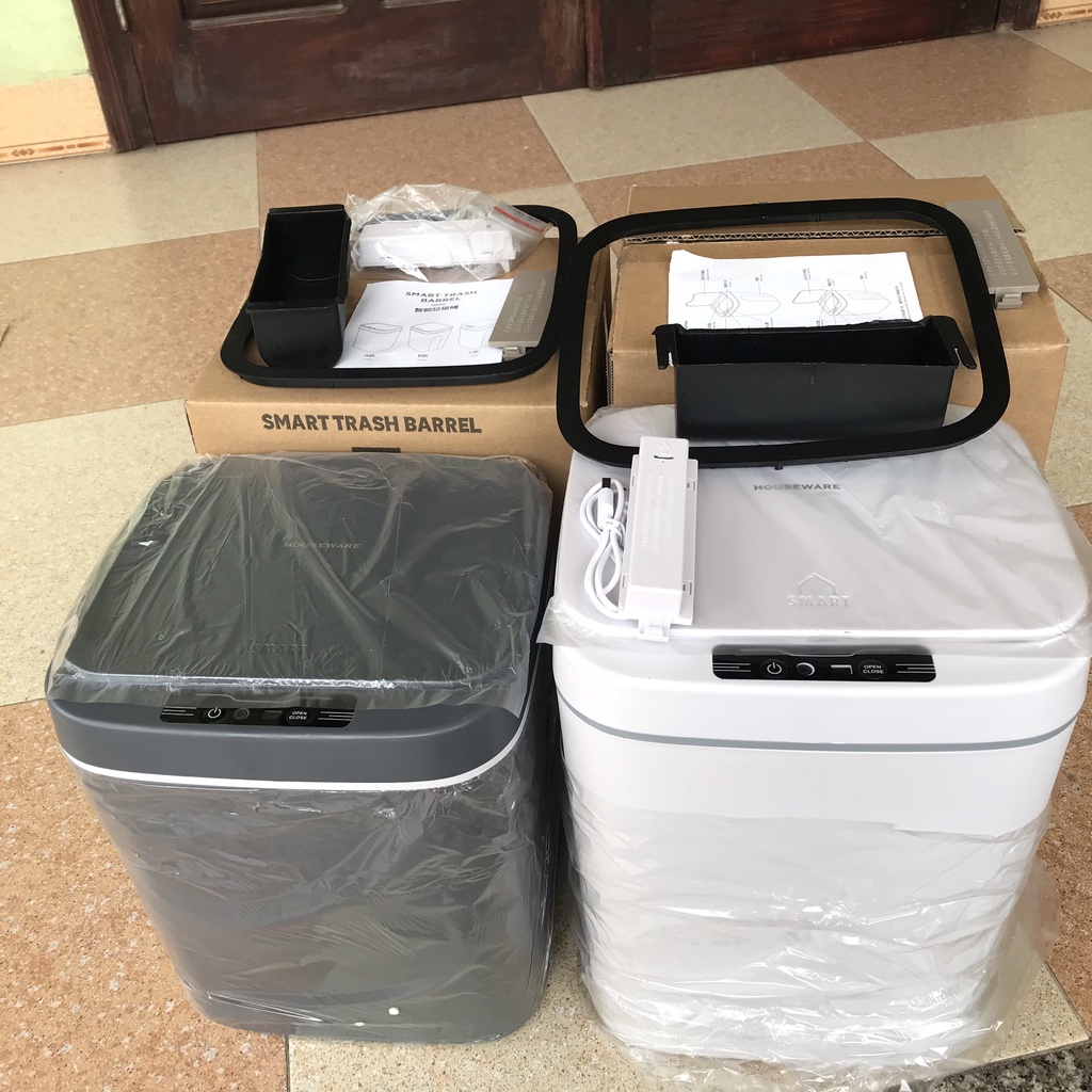 Thùng Rác Thông Minh Cảm Ứng HOUSEWARE Cao Cấp Tự Động Đóng Mở 16L 14L, Khử Khuẩn Chống Nước