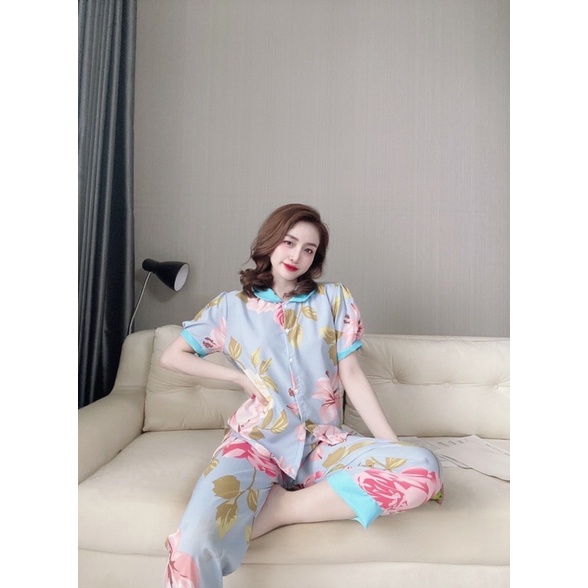 ❌Set hoa lụa hàn tay bồng cổ sen xinh xỉu Lụa hàn mềm mịn