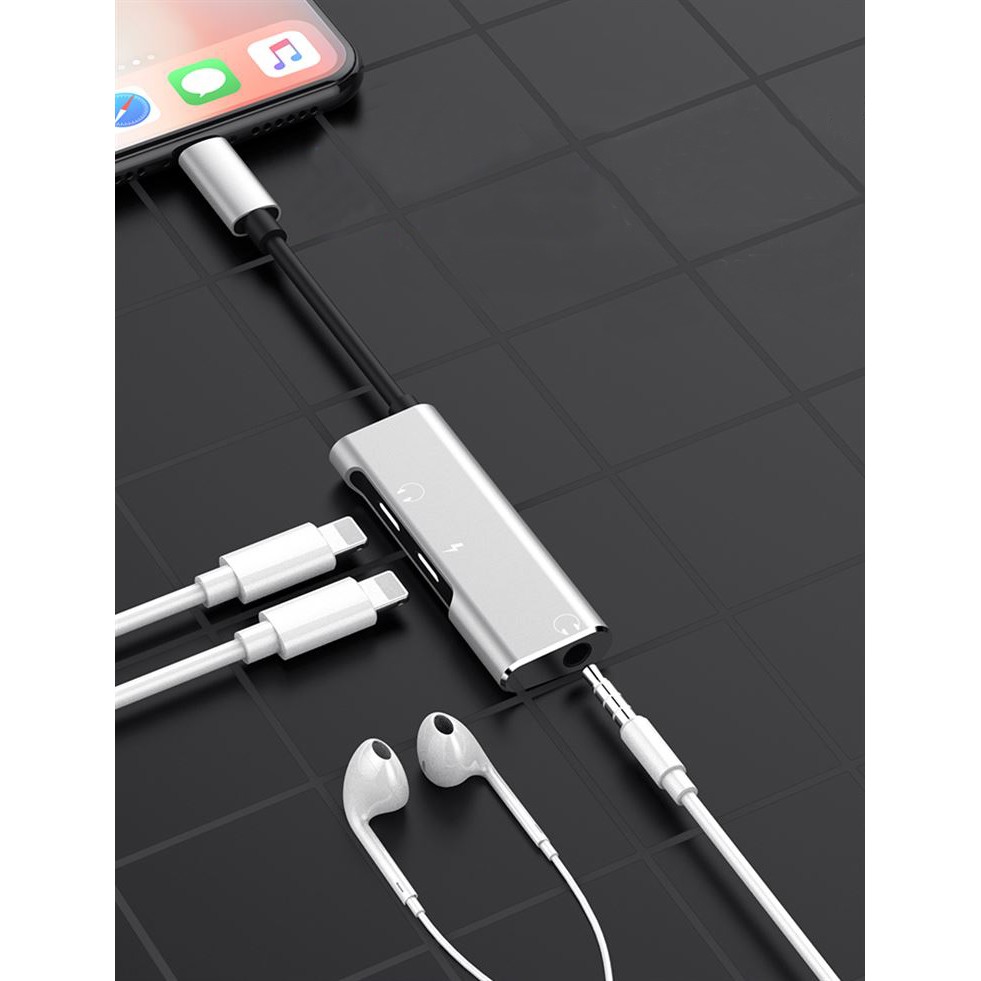 Cáp Lightning 3 In 1 Adapter + 3.5mm Audio Headphone Dành Cho iPhone